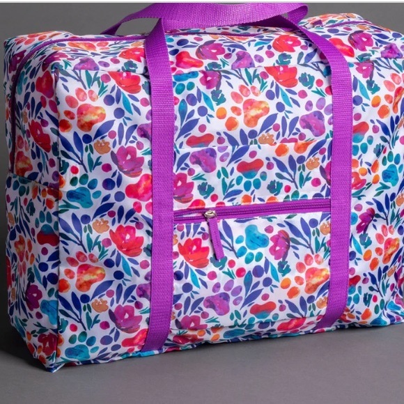 Other - Floral Paw Print Packable Duffel Bag NWT